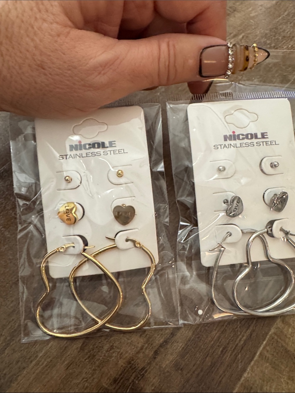 Nicole Gold and Silver Stainless Steel Earring Set - 6 Total Pair